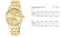Nine West Women's Gold-Tone Adjustable Bracelet Watch 39mm NW/1578CHGB